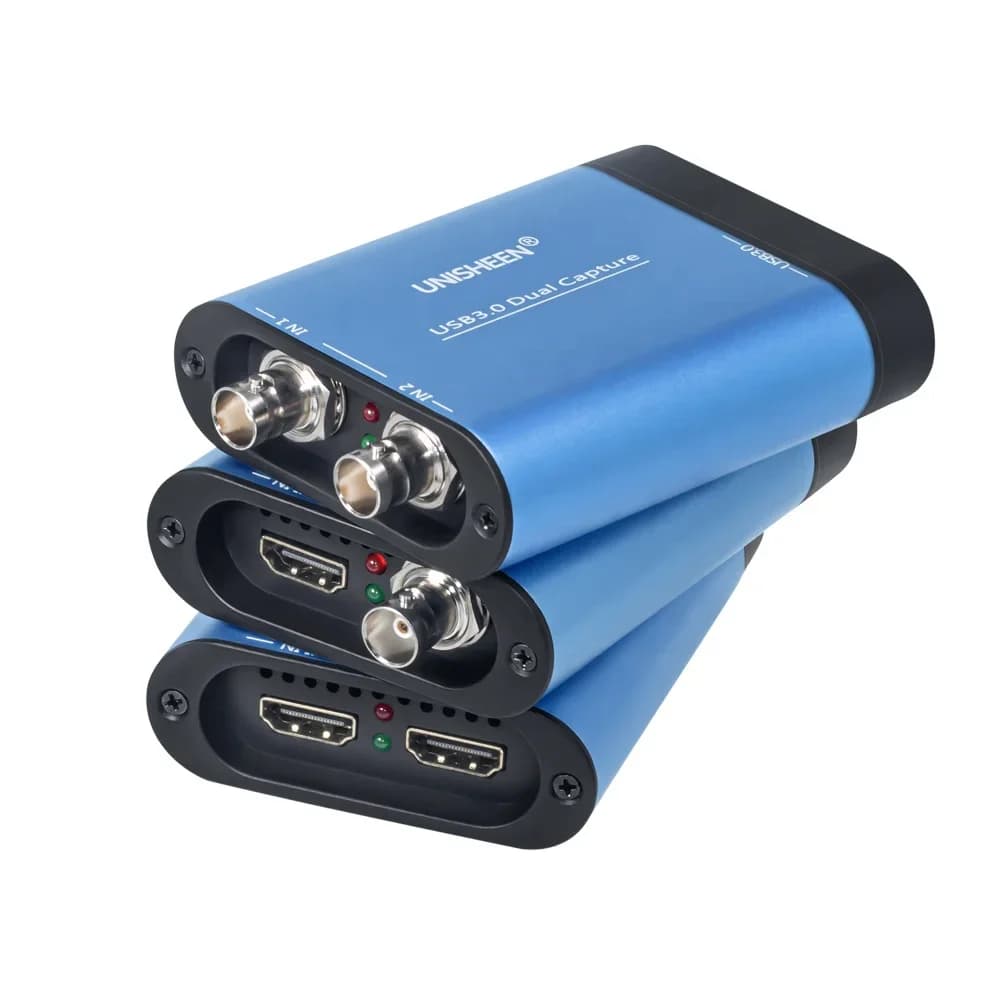 Unisheen Dispositivo di Acquisizione Video USB3.0 60FPS Dual SDI HDMI per Streaming di Giochi e Trasmissioni Live 1080P OBS VMix Wirecast Xsplit