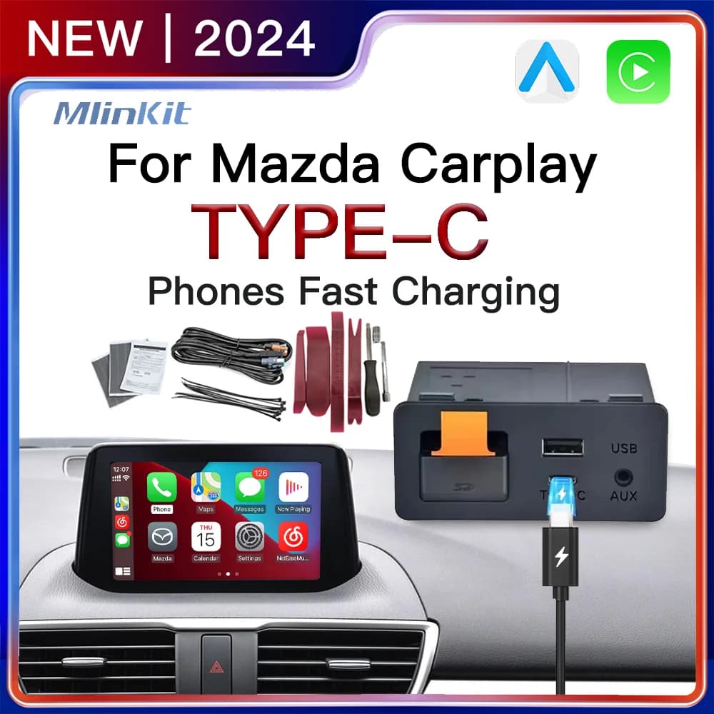 Type-c Kit CarPlay Adapter Android Auto Hub USB OEM for Mazda 3 6 2 CX5 CX3 CX8 CX9 Miata Axela MX5 Retrofit P2 TK78669U0C Kit