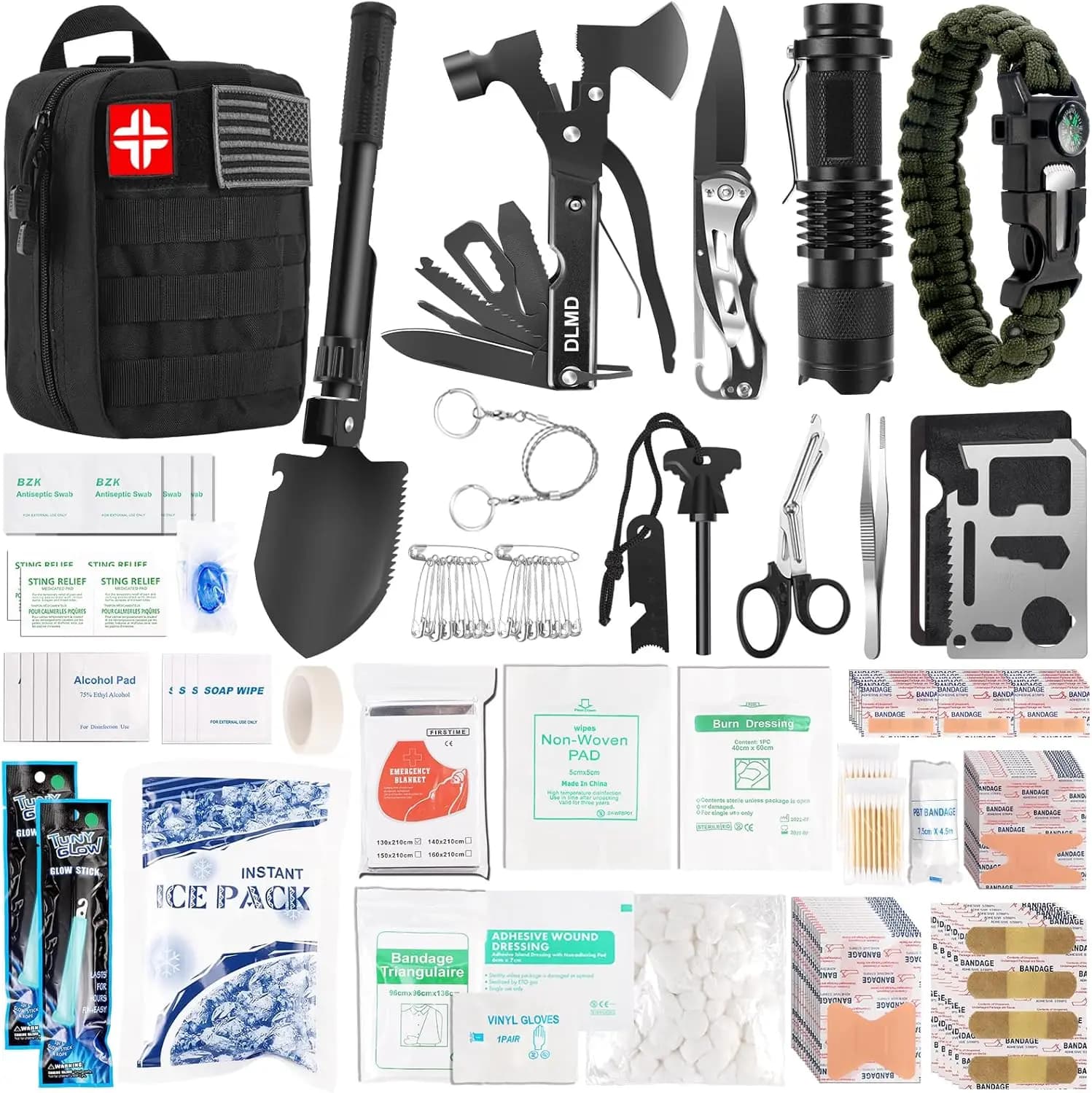Kit di Pronto Soccorso da 320 Pezzi con Borsa Tattica MOLLE per Campeggio, Escursionismo, Avventure e Emergenze all'Aperto