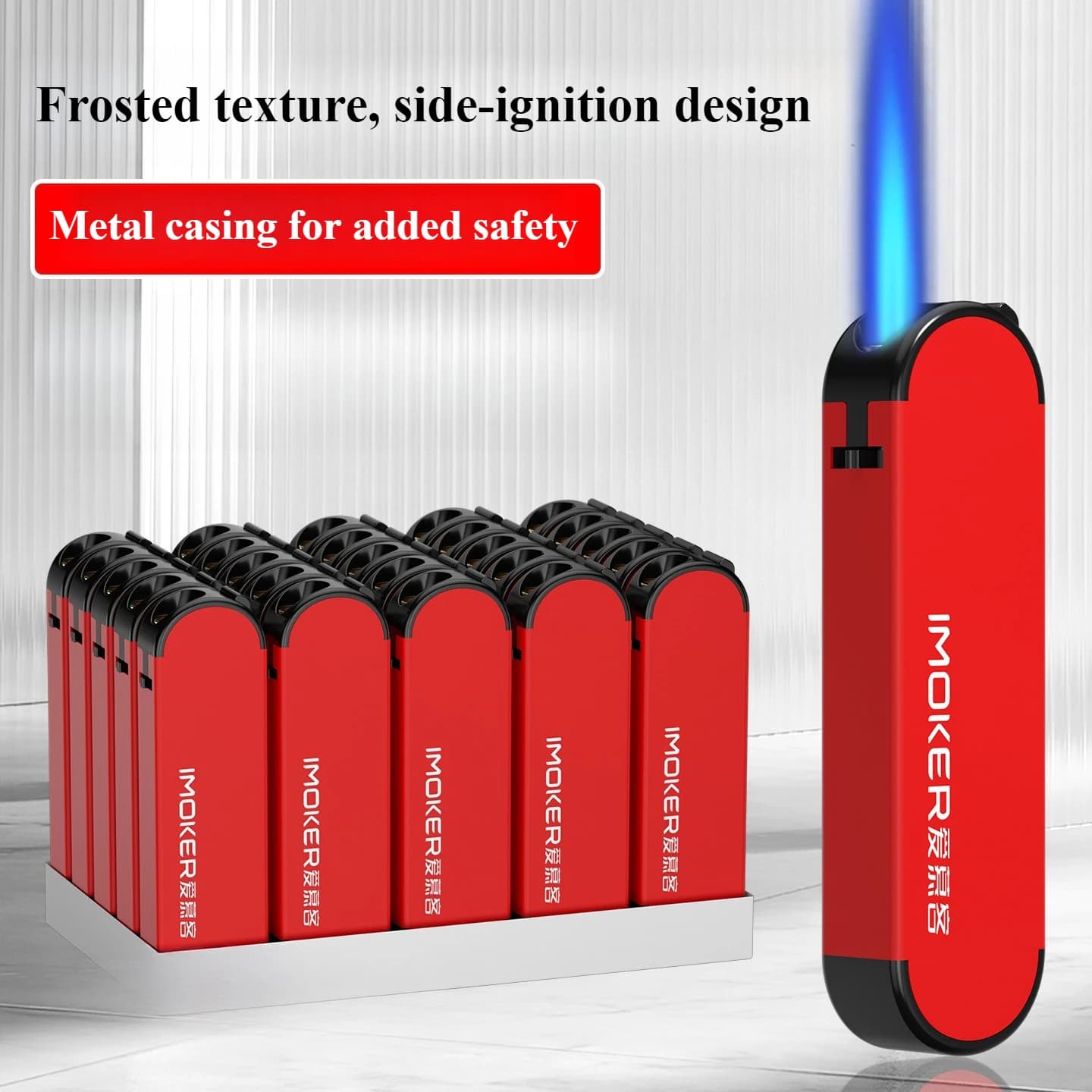 Accendino Antivento in Metallo Personalizzato con Fiamma a Getto e Accensione Elettronica, Accendini Durevoli, Strumento a Butano per Sigari, per Campeggio e Sopravvivenza all'Aperto