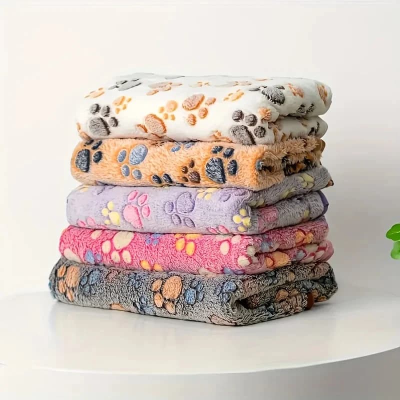 Coperta per animali domestici in flanella Coperta con stampa zampa di cane carina Tappetino per animali domestici per cuccioli di gattino Coperta calda e confortevole adatta per gatti e cani