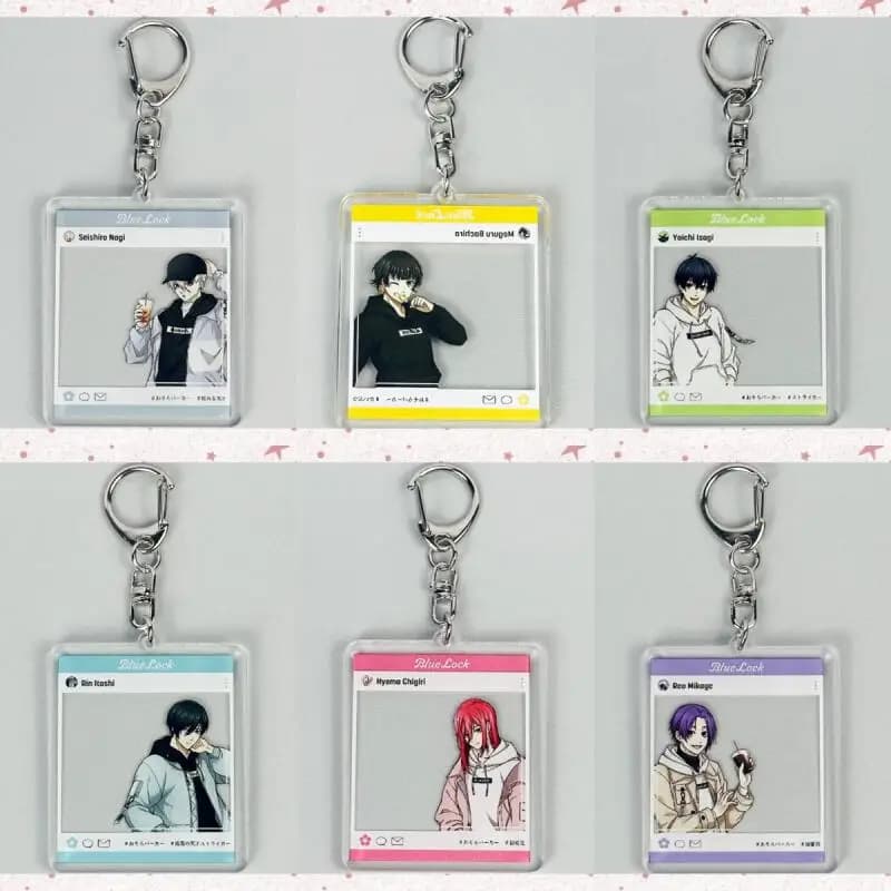 Portachiavi in Acrilico Anime per Blue Lock, con Seishiro Nagi, Meguru Bachira, Yoichi Isagi, Rin Itoshi, Stile SNS