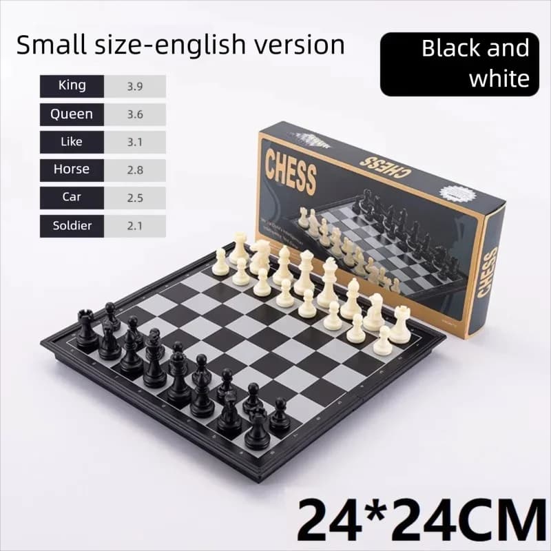 24CM Foldable Magnetic Chess Checkers Backgammon Game Board Ideal Tabletop for Family Gathering QLYX02
