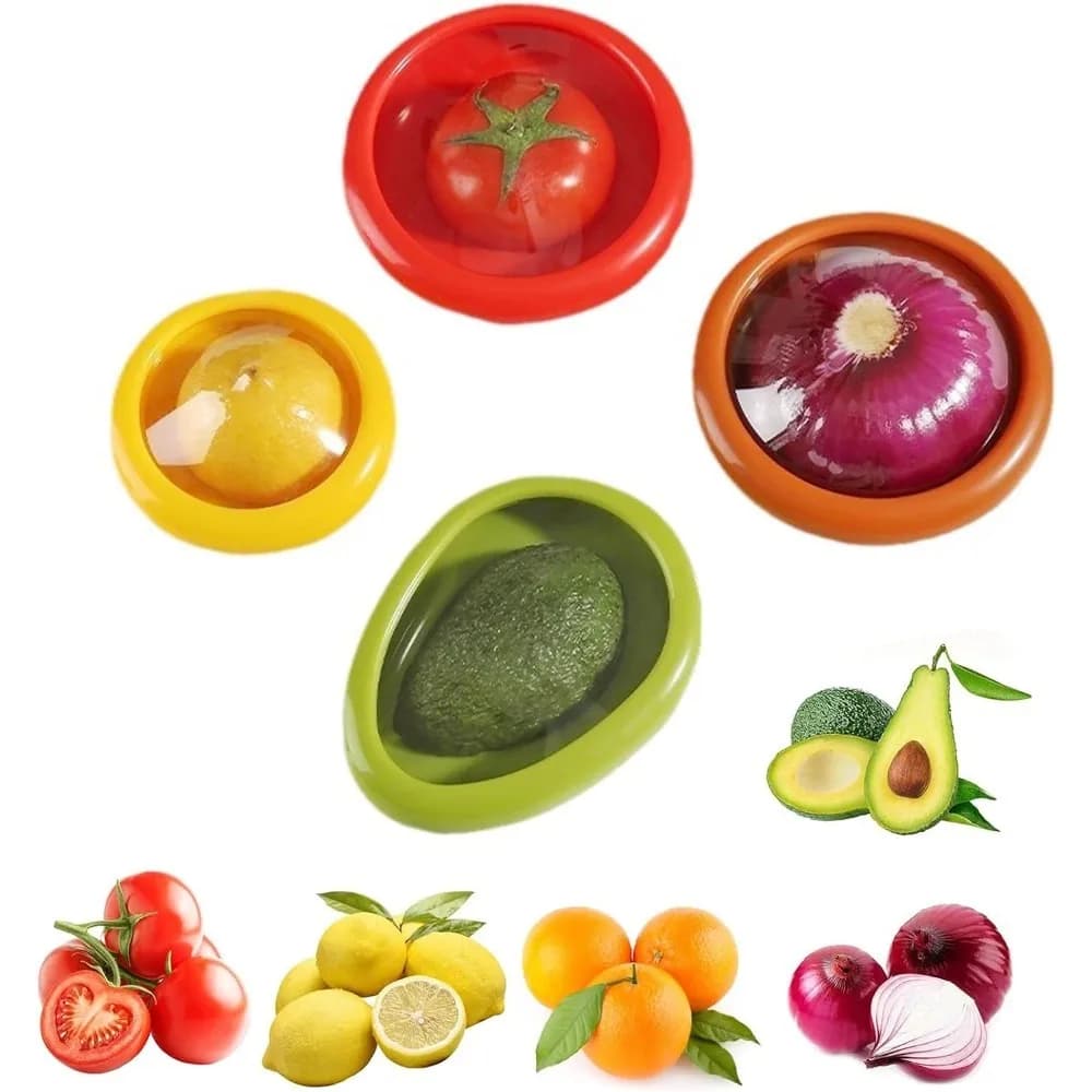 Set of fruit and vegetable containers for refrigerator, reusable support for food preservation, fresh elastic waffles