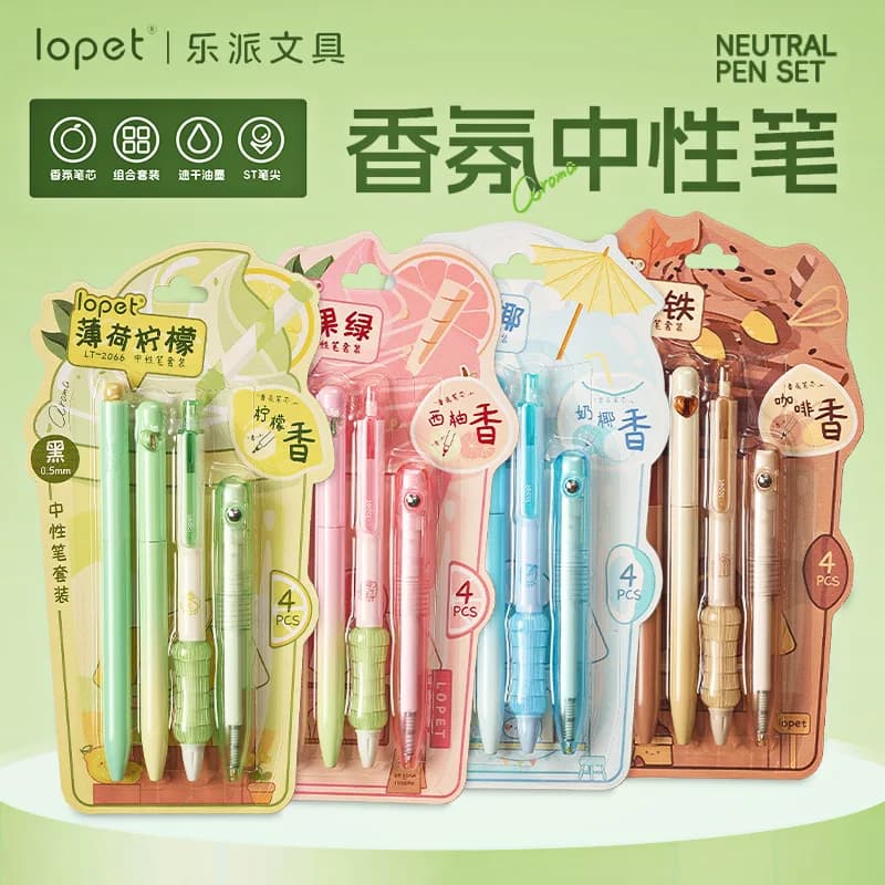 Set di Penne a Sfera con Fragranza, Penne Neutre a Pressione per Studenti, Set di Penne Gel Nere da 0.5mm, Penne Carine Kawaii