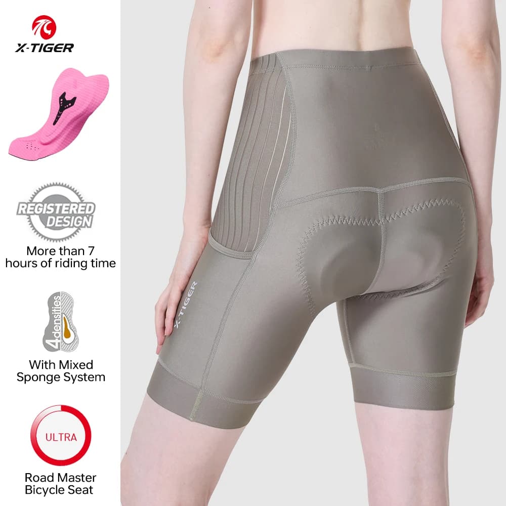 Cycling shorts X-TIGER Women's Bicycle Shorts MTB bike shorts padded in sponge with side pockets Women's Breathable Sports