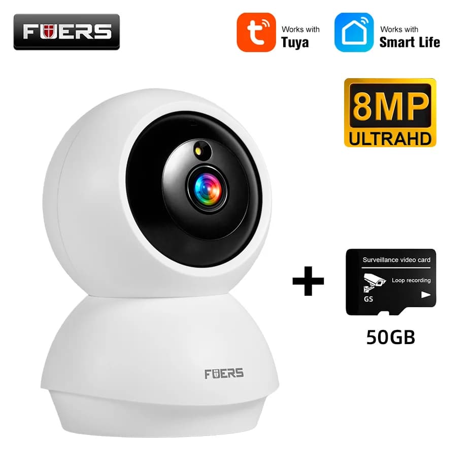Fuers Telecamera IP di sicurezza interna wireless Tuya Smart APP per sorveglianza domestica 5MP/8MP Visione notturna Rilevazione movimento audio bidirezionale