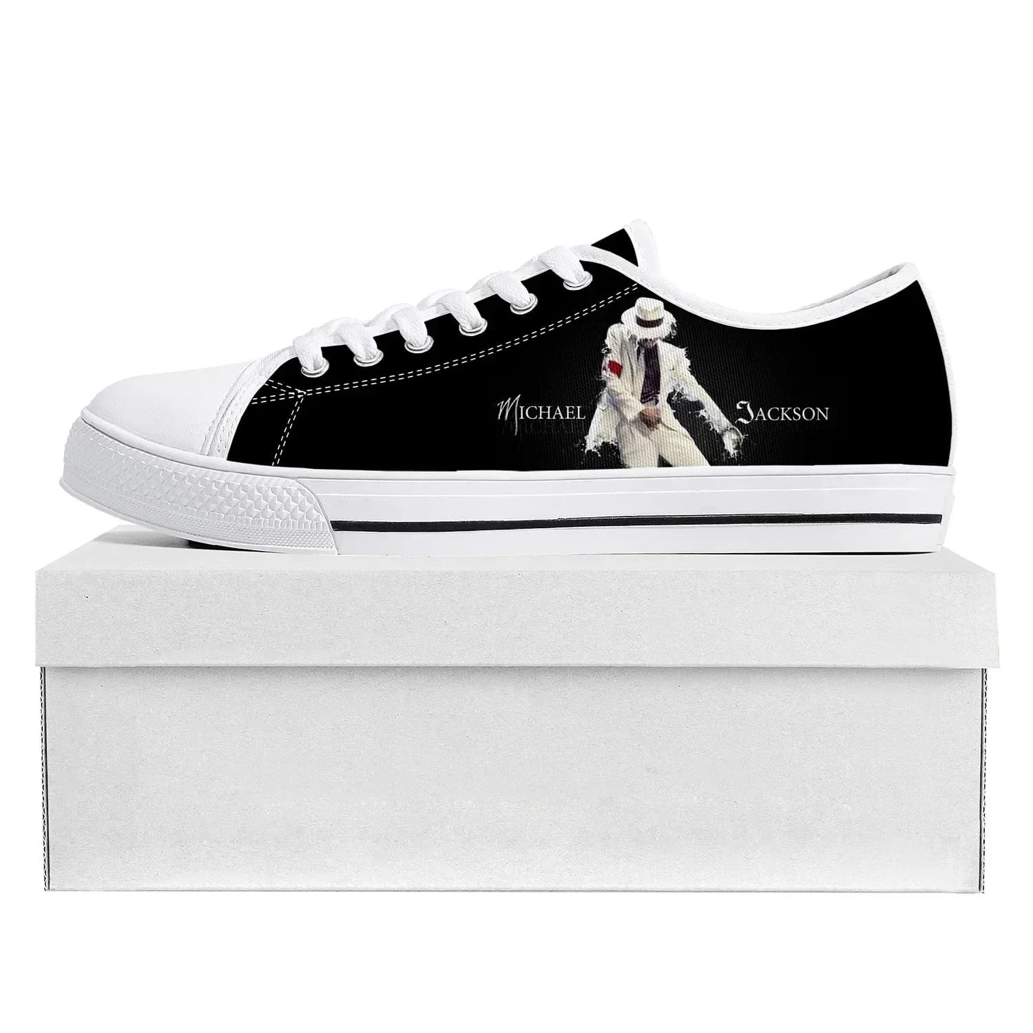 Michael Jackson Pop Singer Dancer Sneakers in tela con lacci, scarpe personalizzate per adulti