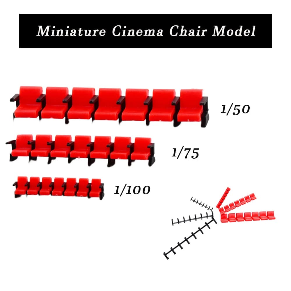 1Set Sedie Cinema in miniatura Modello 1:50 1:75 1:100 Kit di costruzione di architettura Giocattoli in plastica ABS per Diorama senza figure
