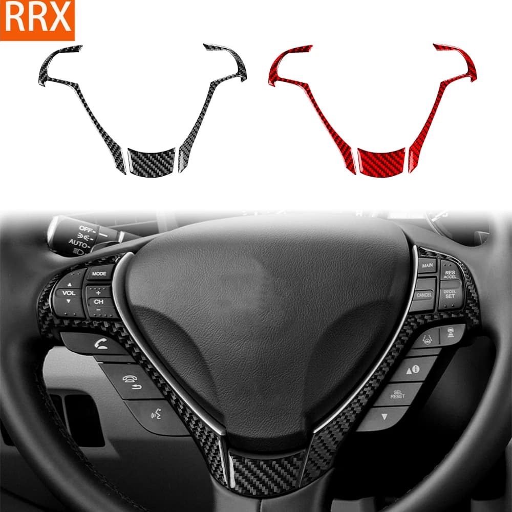 For Acura ILX 2012-2022 Real Carbon Fiber Stickers Steering wheel button frame Panel Cover Car Accessories Interior decorative