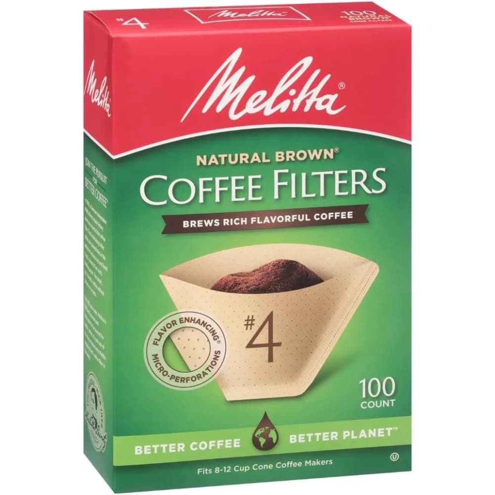 #4 Unbleached Coffee Filters, Premium, Natural Brown, Flavor Enhancing Coffee Filters for 8-12 Cup Coffee Makers, Compostable, 100 Count (Pack of 3)