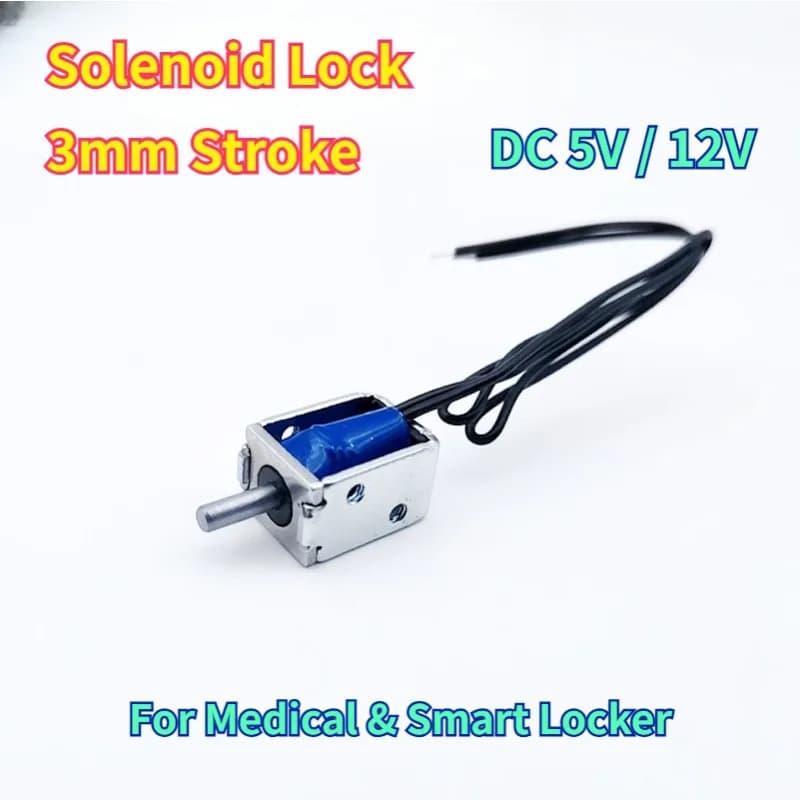 Mini Solenoid Lock 3mm Stroke DC3V 5V 12V Electromagnetic Valve for Medical Device Shared Cabinet Smart Locker