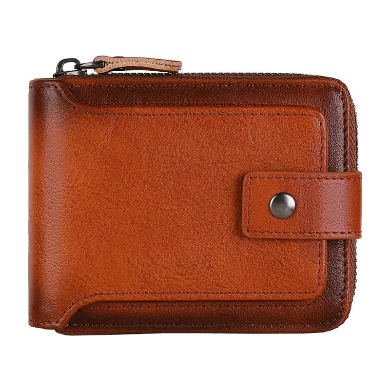 Portafoglio corto in vera pelle per uomo Portamonete porta carte RFID alla moda Mini pochette da uomo in vera pelle di mucca