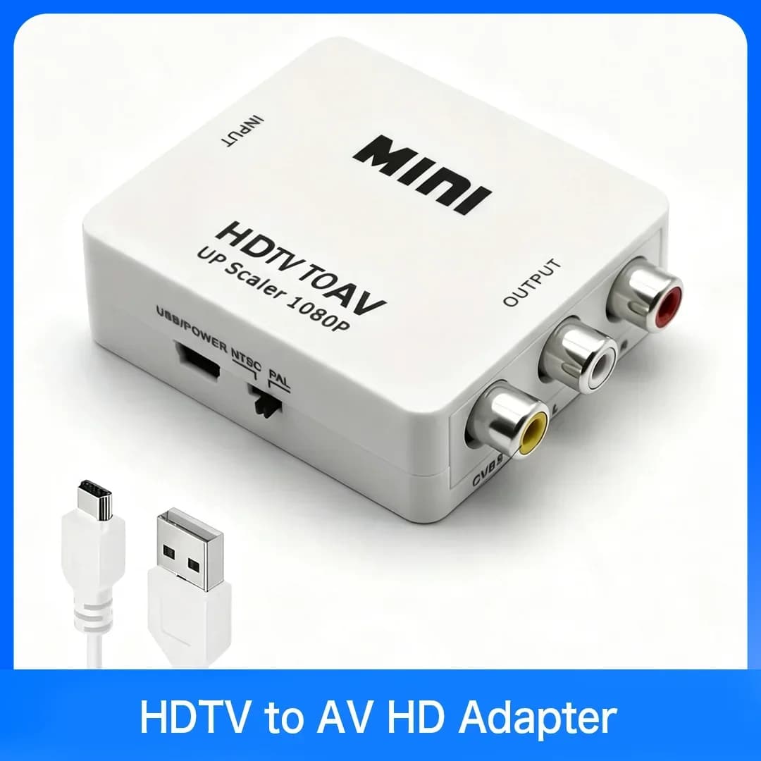 HDMI-compatible to AV Converter Mini RCA AV CVBS L/R Composite Video Scaler Adapter Box for PC HDTV Projector