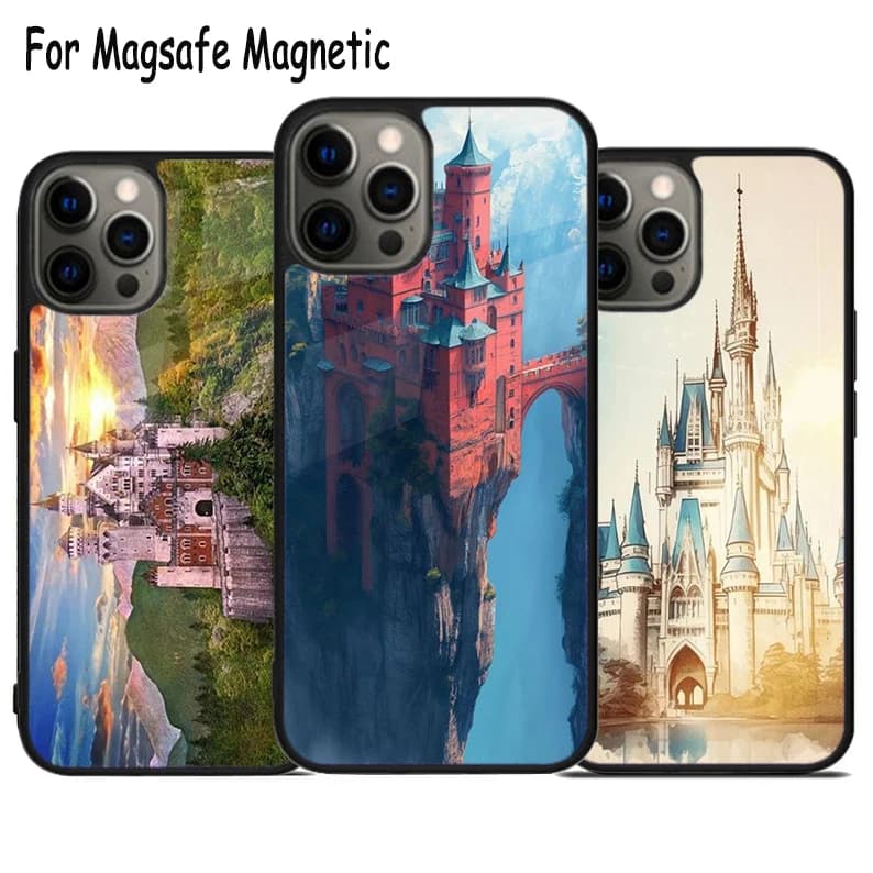 Fantasy Castle 10 Custodia per telefono con carica medievale per iPhone 17 Air 15 16 16e 14 13 11 12 Pro Max Plus Magsafe Cover per paraurti magnetico