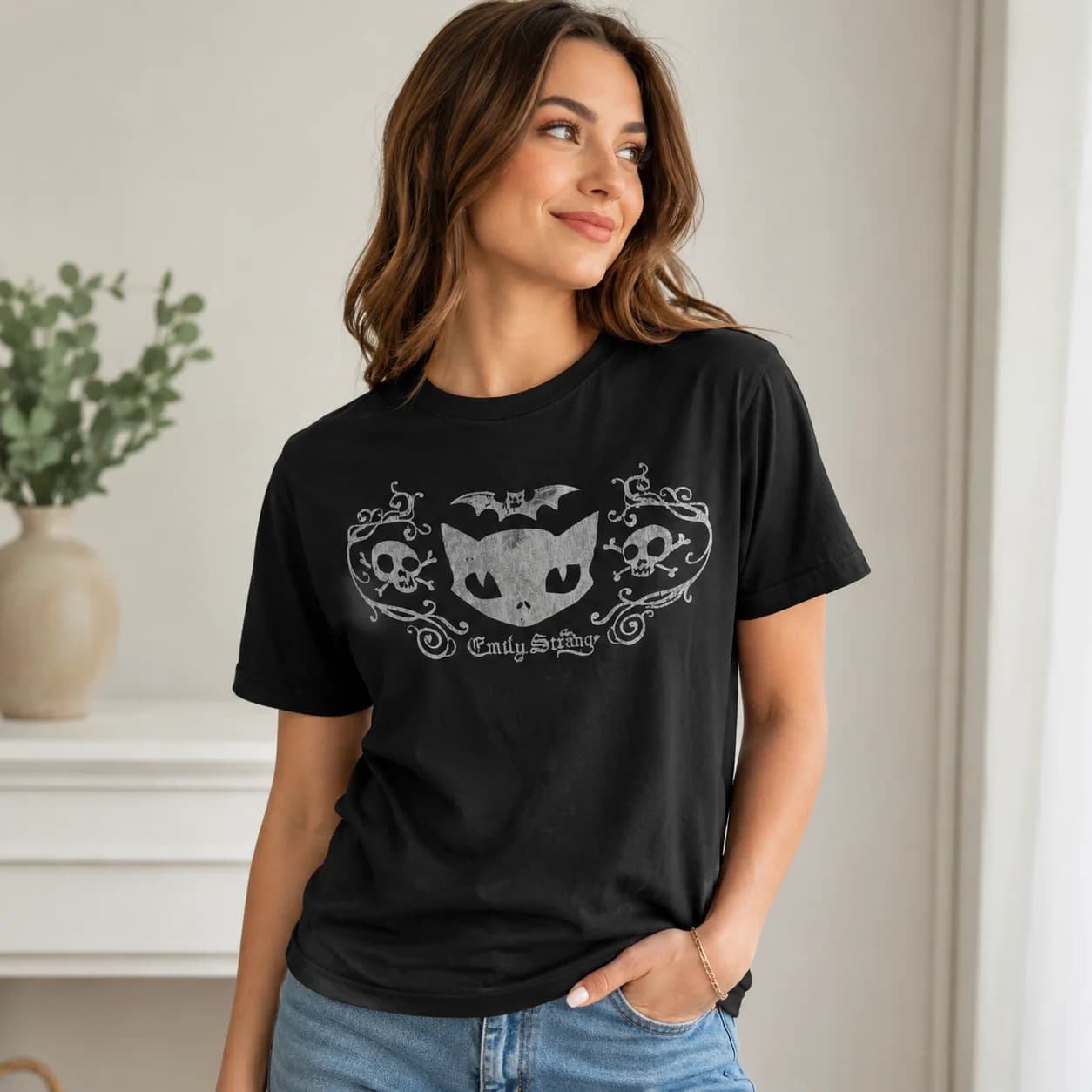 Anime Girl Pattern T-shirt Y2k Clothes Women's Top Gothic Kawaii 90s Retro Clothing Aesthetic Clothing Kpop Gothic Emo Top