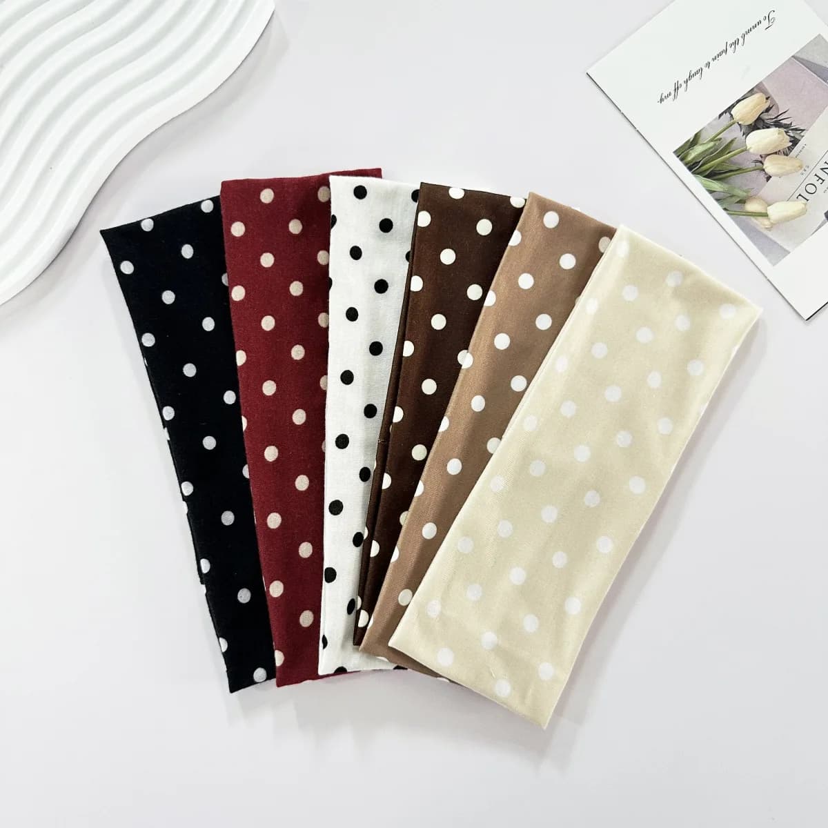 Women's yoga elastic band with polka dots, autumn fashion makeup band, hair accessories, sports and fitness band