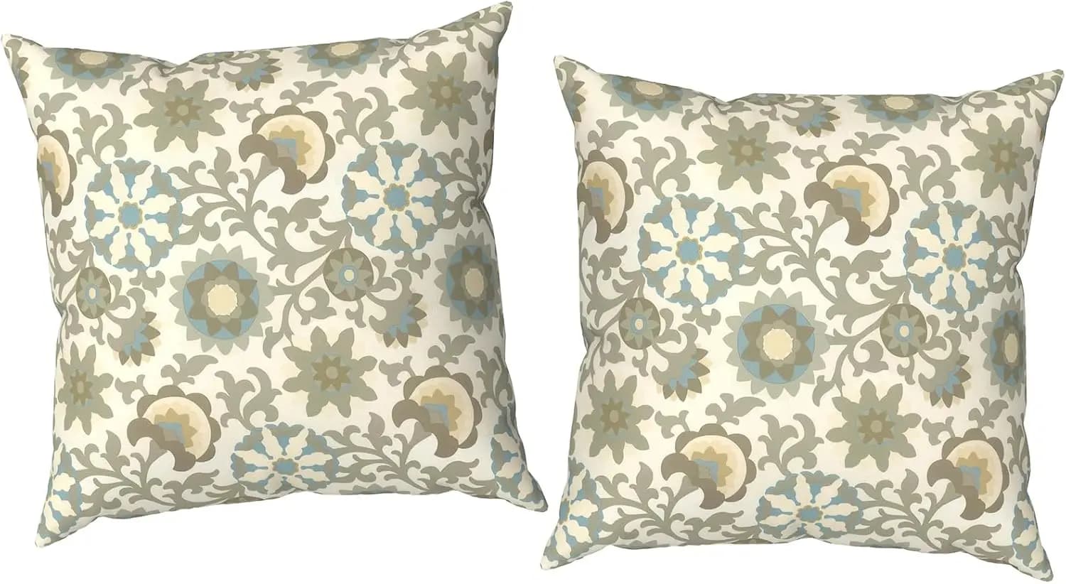 Outdoor Throw Pillow Covers 18x18 Inch, Decorative Pillow Covers for Patio Furniture, Floral Symphony Modern Cushion Cases for Garden Couch Home Sofa, Pack of 2
