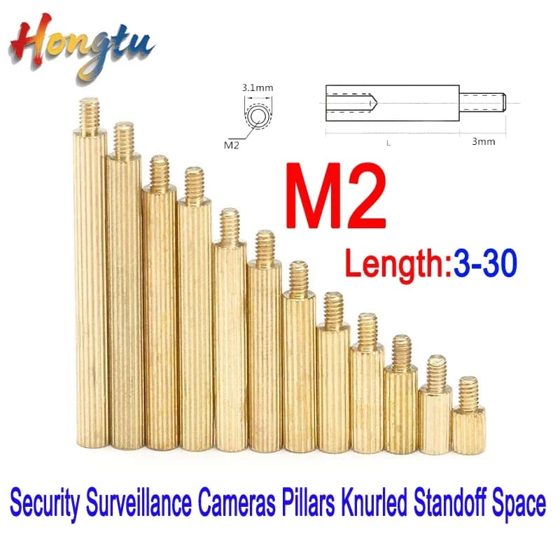 Hongtu 50 pz. Distanziatori Filettati in Ottone M2 Maschio 3mm x Femmina 3-30mm per Telecamere di Sicurezza e Sorveglianza