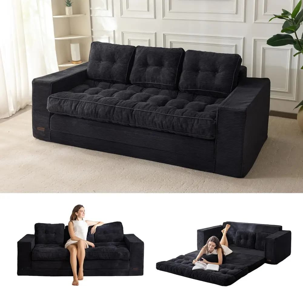 Divano Letto Convertibile, Divano Letto Oversize Estraibile, Divano Pieghevole 2 in 1, Divano Letto da Terra con Cuscini per
