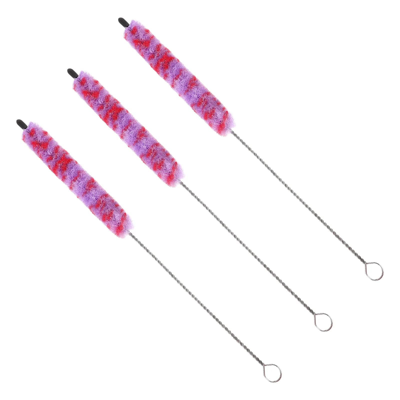 Set of 3 Small, Red and Purple Cleaning Brushes, Internal Cleaning Tool, Flute and Saxon Maintenance Tool