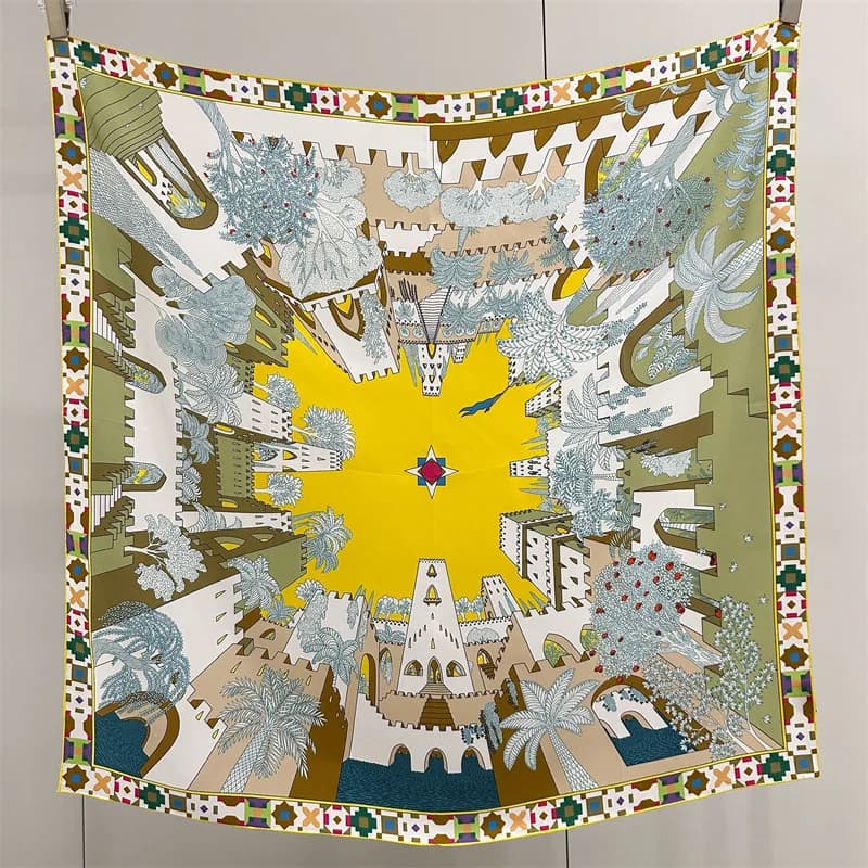 Square Silk Scarf 90CM Luxury Designers Twill Shawl Scarves Rolled Edges Bandanas Womens Foulard Hair Bag Accessories Lover Gift