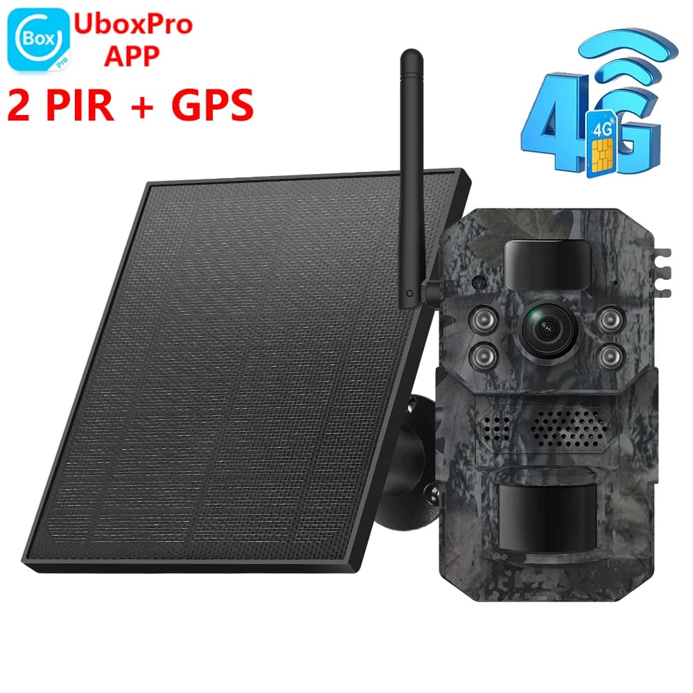 3MP EU 4G Sim Card Batteria cellulare Trail solare 2 Rilevazione PIR Visione notturna IR Impermeabile Caccia alla fauna selvatica Telecamera GPS all'aperto
