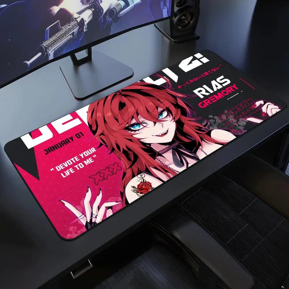 Anime Sexy Girl Mouse Pad Laptop Kawaii Gaming Mousepad XXL Girl Rias Gremory Tappeto per tastiera PC Tappetino da scrivania esteso in bianco e nero