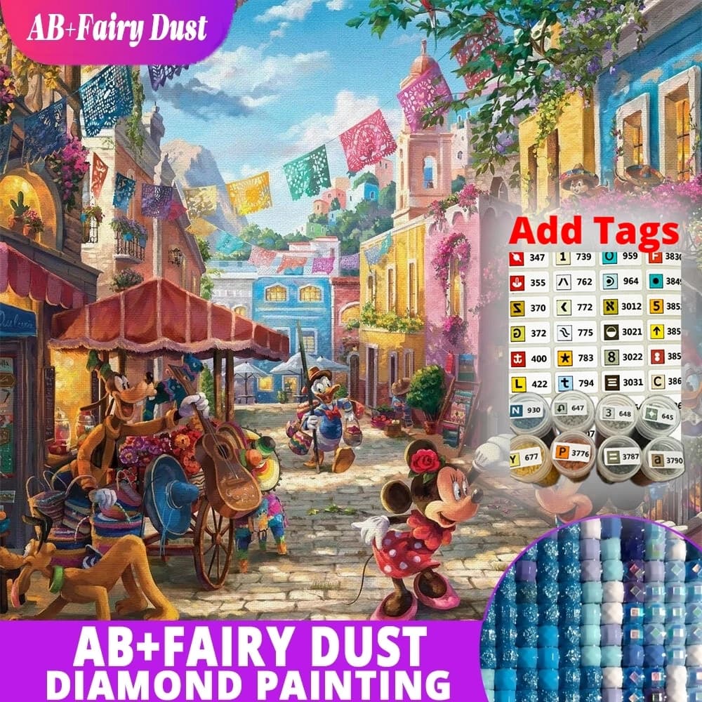 AB Fairy Dust Disney Diamond Mosaic Mickey Mouse Animal Cross Stitch Kits Art Painting Street DIY Donald Duck Embroidery Cartoon