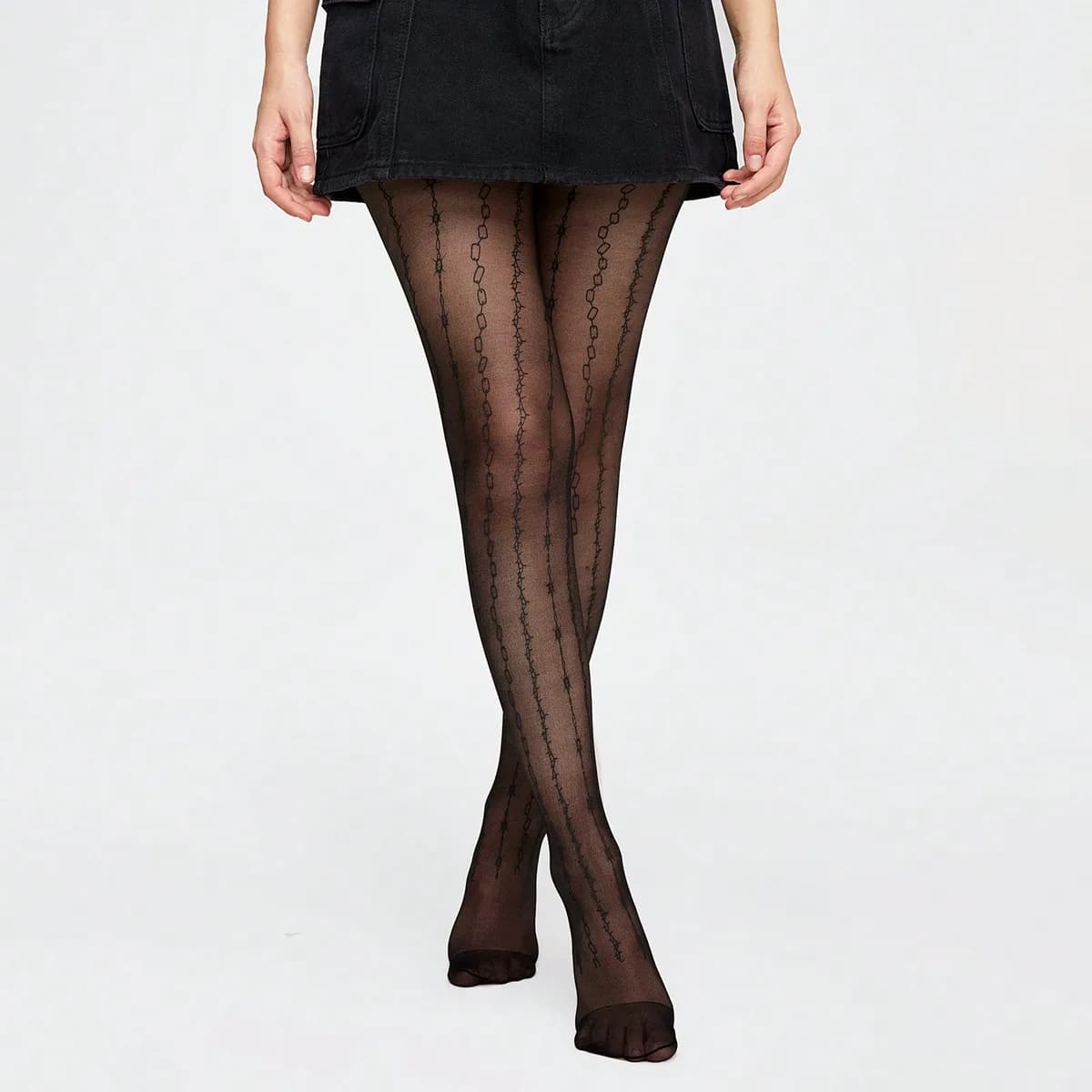 1 Creative Chain Printed Stockings, Women's Thin Stockings and Pantyhose
