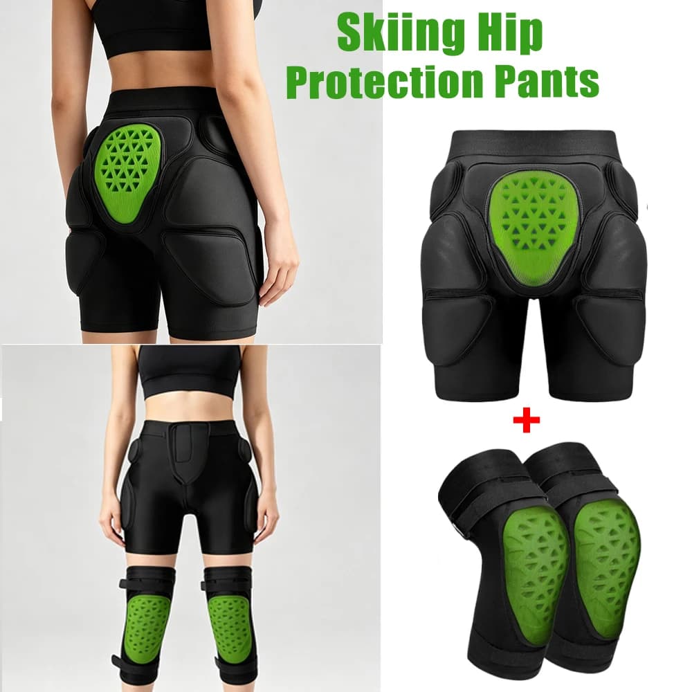 2PCS Ski Ice Skating Protective Gear Hip Knee Pad Set Full Set Inner Wear Speed Skating Butt Pad Anti Fall Pants