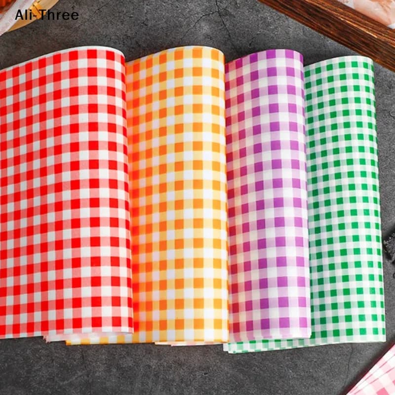 100 fogli di carta antigrasso per sandwich, carta cerata in 7 colori per barbecue, picnic, feste, fast food