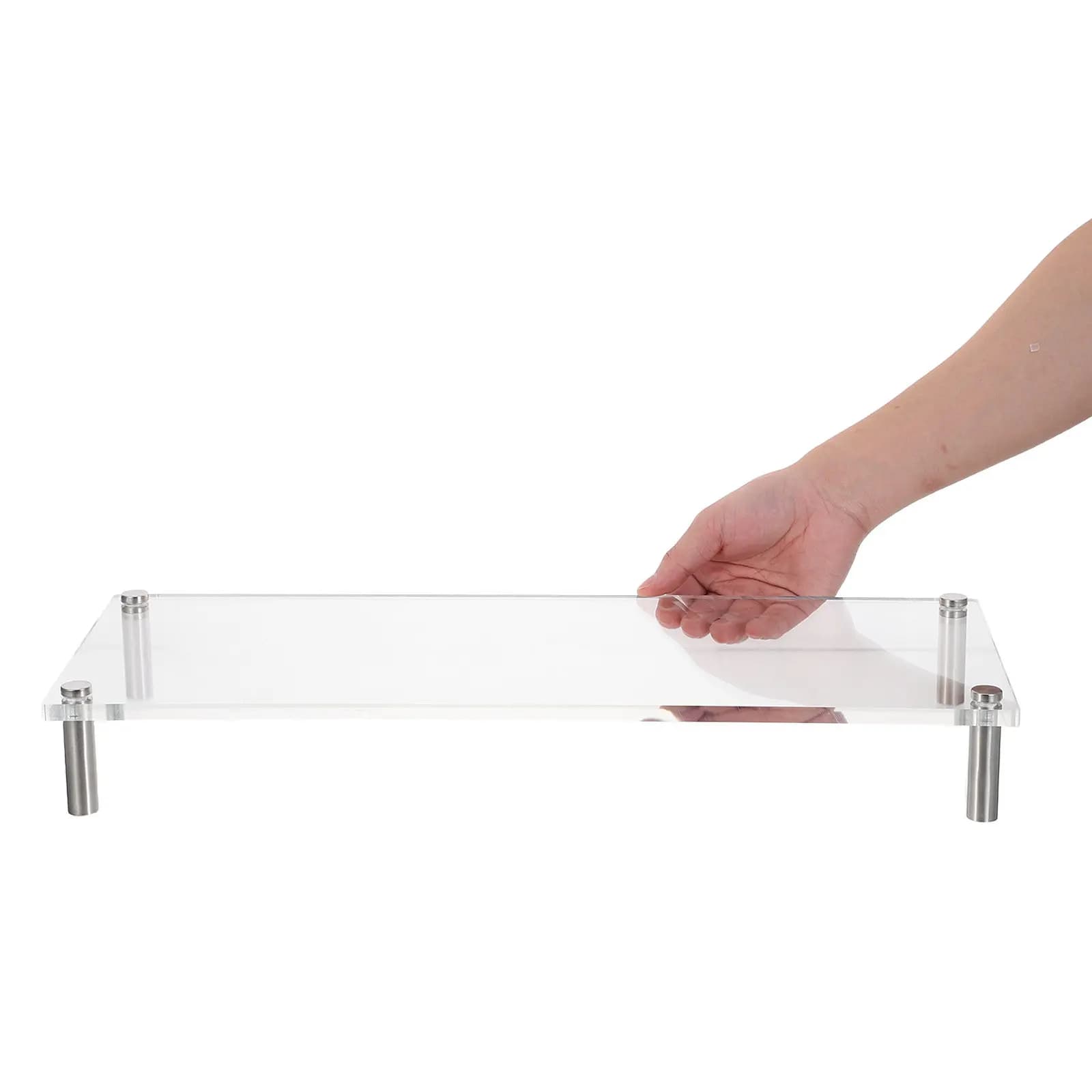 Support for Acrylic Monitor 50x20cm, Modern Transparent Relay for Desk, Small Computer Rehabilitation for Ergonomic Vision and Space Saving