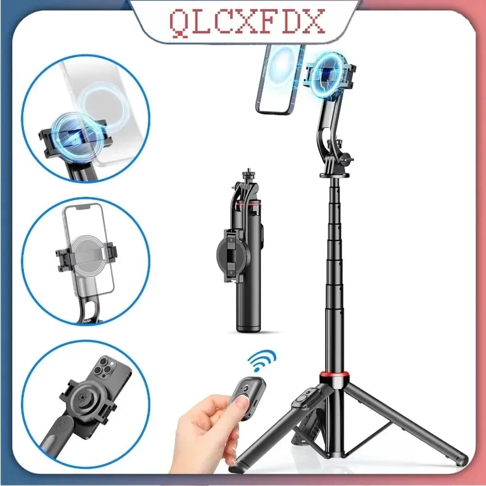 Bastone Selfie Magnetico Estensibile a 360 Gradi ° Supporto Treppiede Universale Girevole per Telefono con Telecomando Staccabile per iPhone e Android