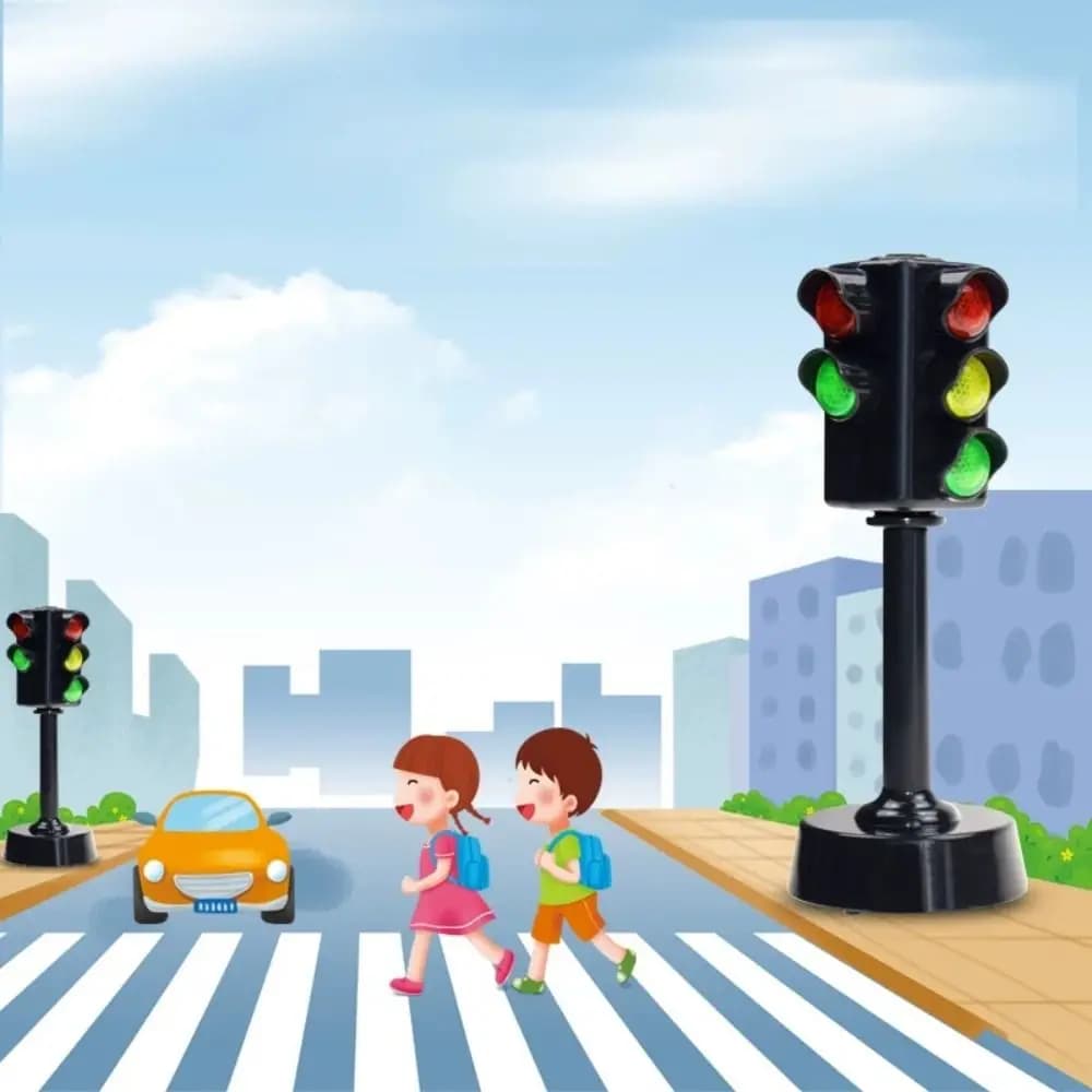 Modello di Semaforo in Plastica LED, Modello Educativo per Bambini, Luce Stradale, Luce per Attraversamento Pedonale, Sistema Acusto-Ottico, Mini Semaforo