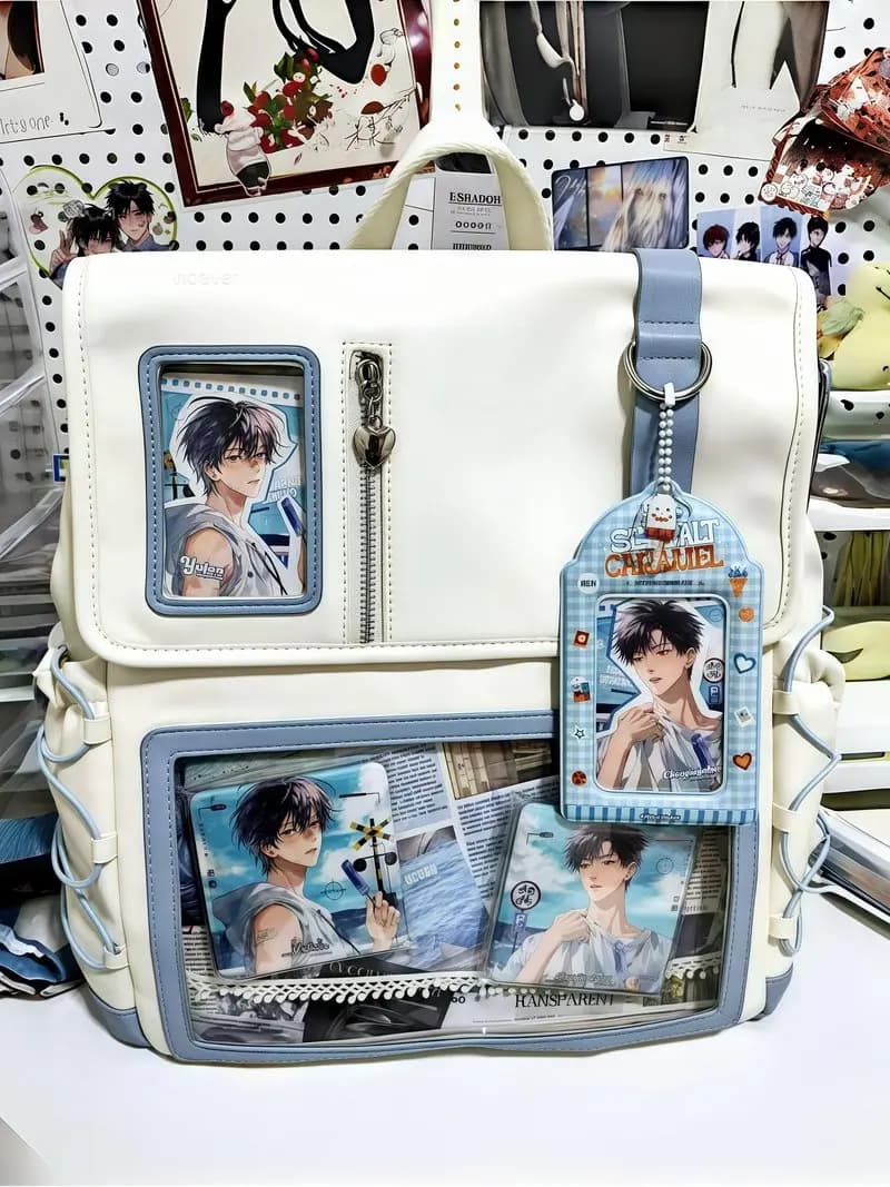 Pink Blue Ita Bag Backpack Casual School Bag Large Capacity Anime Bag Transparent Display Windows Itabag Comic Con&Daily Use