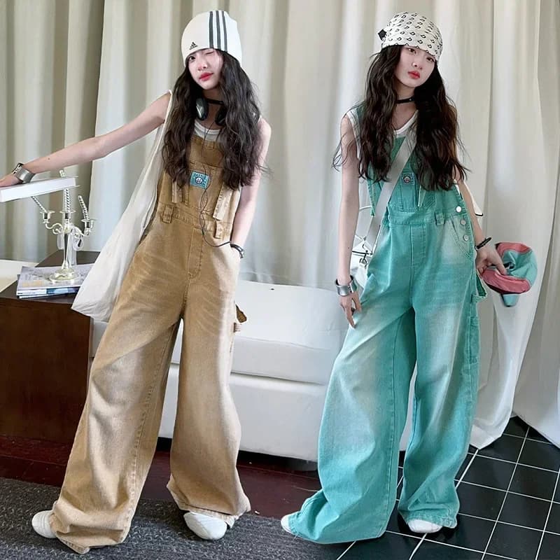 Kids Clothing Casual Jeans for Teenagers 8 10 Y Pants for Kids Girls Denim Shorts Summer 2025 Fashion Washed Wide Leg Suit