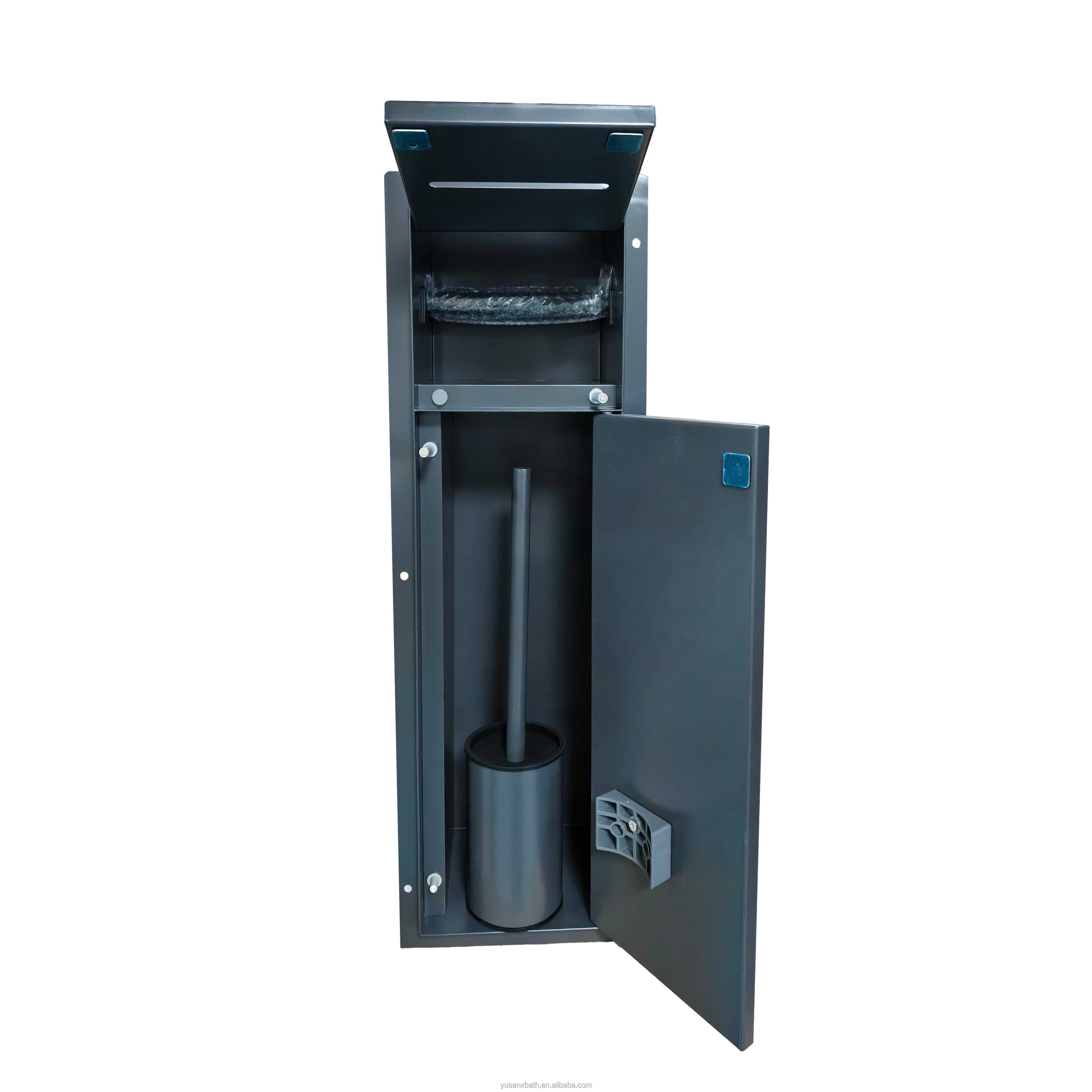 Set di porta scopino e porta carta igienica con inserto in piastrelle per nicchia WC in stile moderno, per bagno di appartamento o hotel