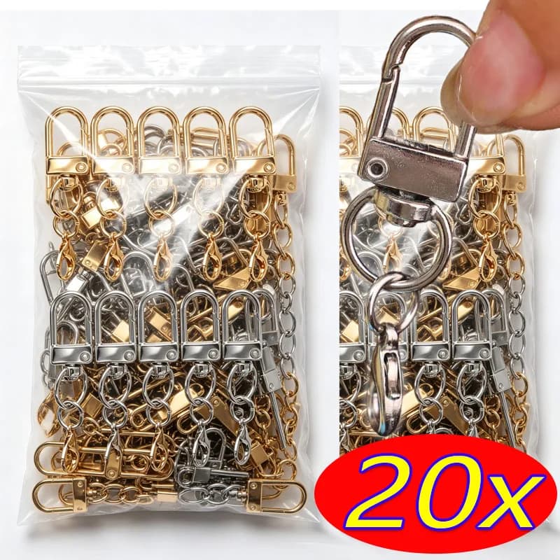 Keychain with Chains Keyrings for DIY Jewelry Making Carabiner 10/20pcs Lobster Clasp Spring Buckle Key Ring Hooks Bags Buckle