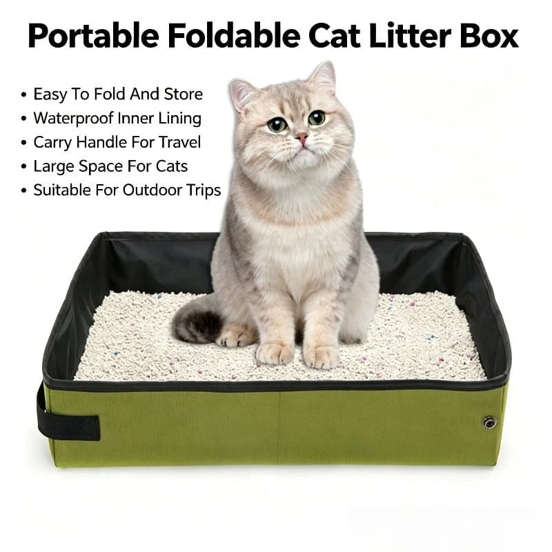 Extra Large Foldable Cat Litter Box, Oxford Cloth Waterproof Portable Cat Toilet with Splash Proof Sold in Sets of 2