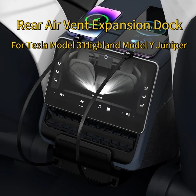 For Tesla Model 3 Highland Model Y Juniper Air Vent Rear 27W Quick Charger USB Shunt HUB Docking Station Intelligent Accessories