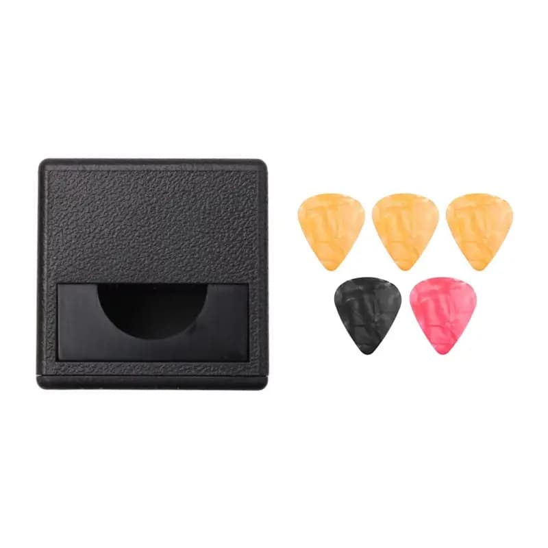 [NUOVO!ABKG】 Mini porta plettri per chitarra con 5 plettri - Ukulele, per espositore per amplificatore per chitarra, regalo perfetto per gli appassionati di chitarra