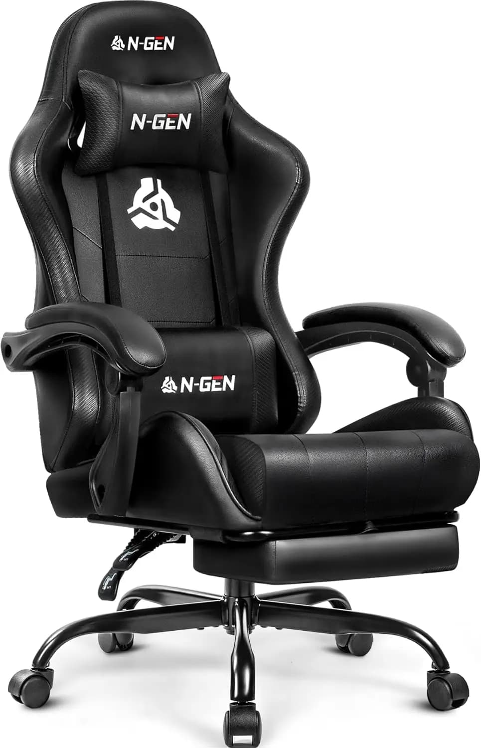 Video Gaming Chair with Footrest Lumbar Support for Home Office High Back Recliner Height Adjustable Ergonomic Comfy Leather Com