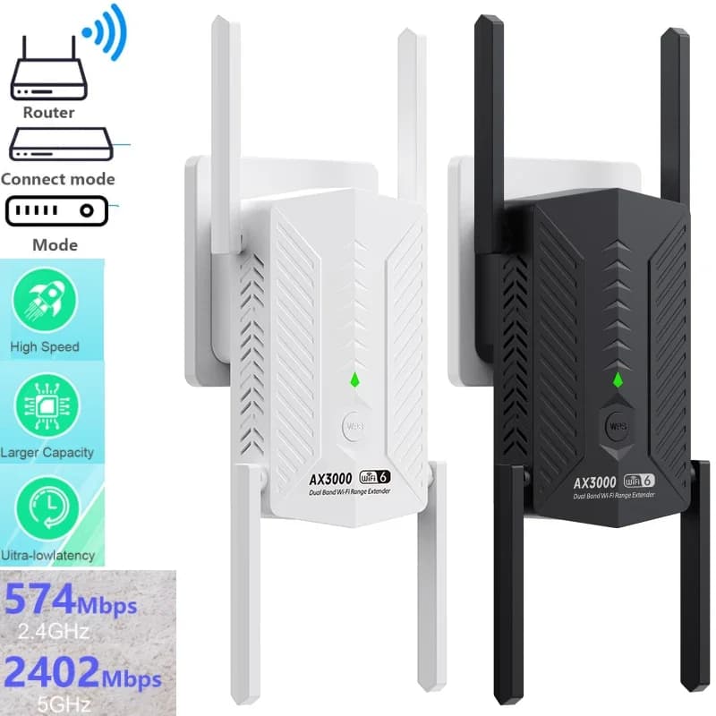 3000Mbps Wireless WiFi Repeater Wi-fi 6 Signal Booster 5G 2.4G WiFi Extender Router Long Range Amplifier For Home Office