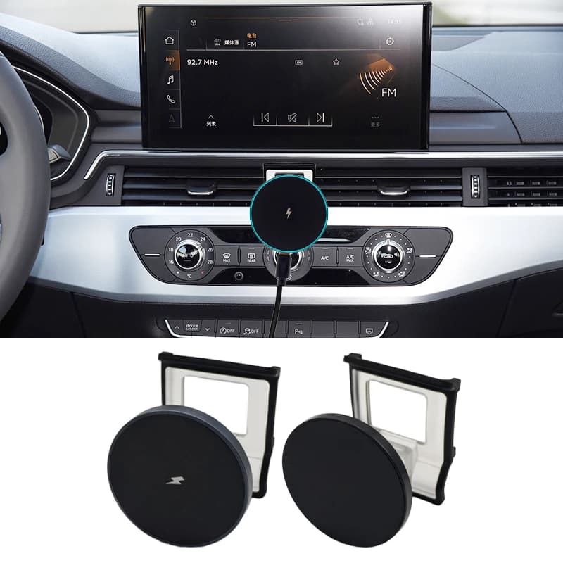 For Audi A4 2017 2018 2019 2020 2021 2022 2023 B9 15W Magnetic Wireless Charger Phone Holder Mount Car Accessories Trim