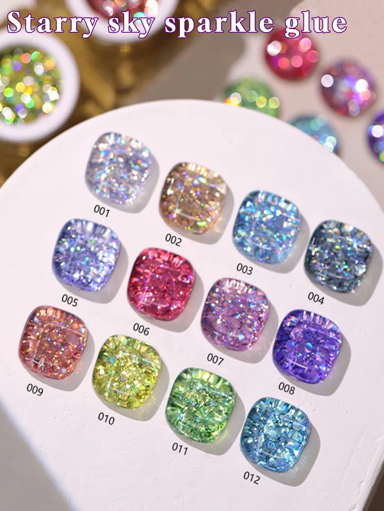 Set di Smalti per Unghie Autunno-Inverno 2026, 1/12 Pezzi, Effetto Cielo Stellato con Diamanti Frantumati, Gel Glitterato per Salone di Bellezza