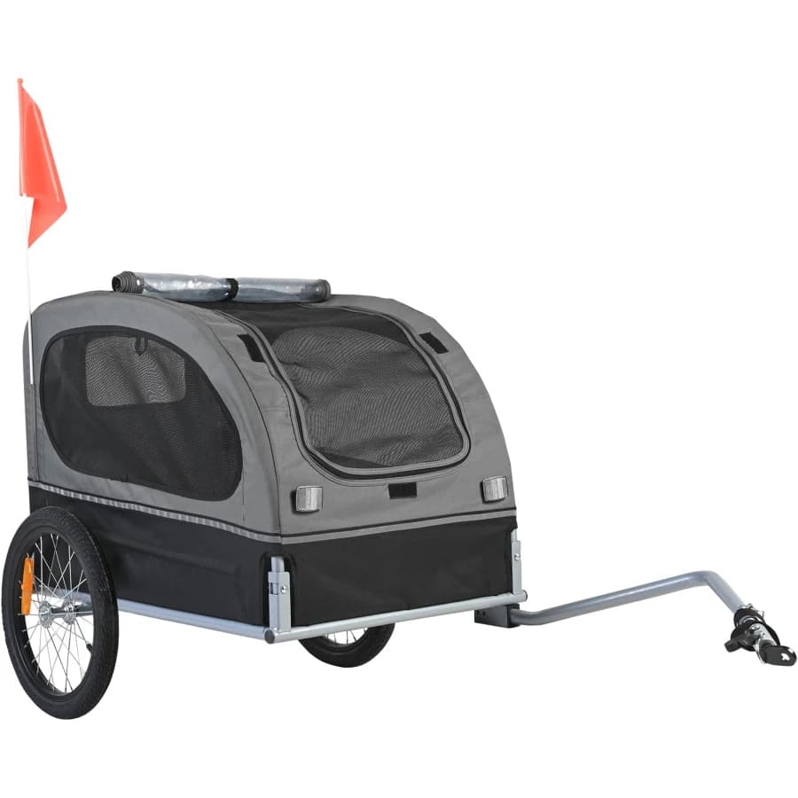 Rimorchio per bicicletta per cani, supporta fino a 40 kg, carrello per animali domestici, telaio pieghevole facile da montare con ruote a sgancio rapido, universale per biciclette