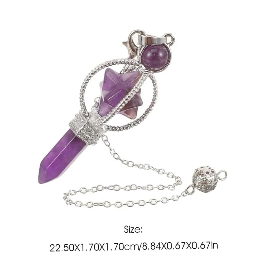 Cristallo Merkaba Stella Pietra Penduli Esagonali Dowsing Divinazione Ametista Naturale Quarzo Guarigione Scettro Reiki Pendlum Pendenti