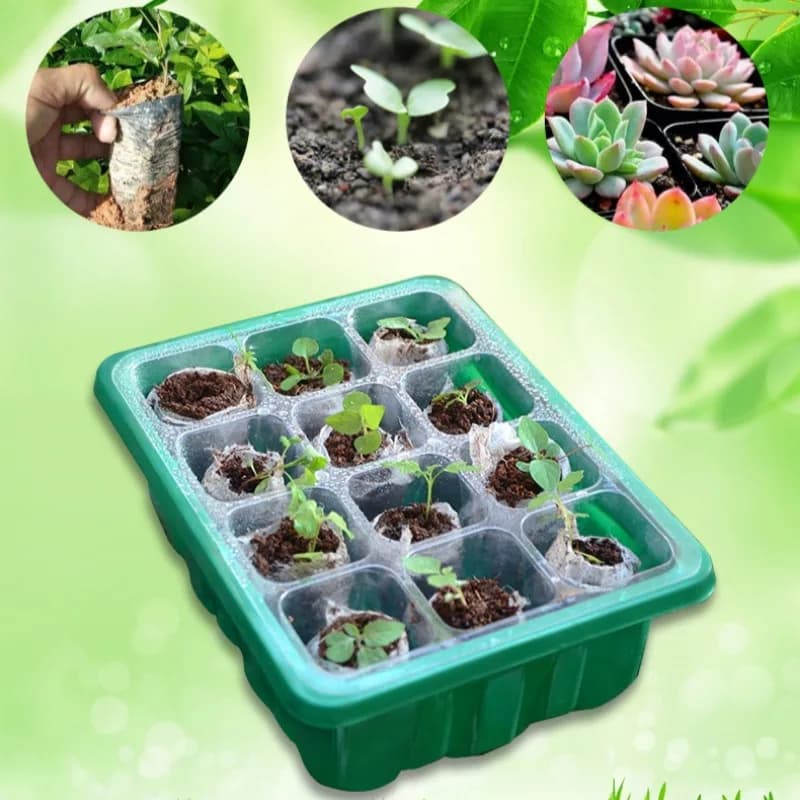 12 Hole Hole Plastics Plant Pots Grow Box Plant Seedling Pots Gardening Sowing Tray Horticultural Potted Succulent Planting Pot