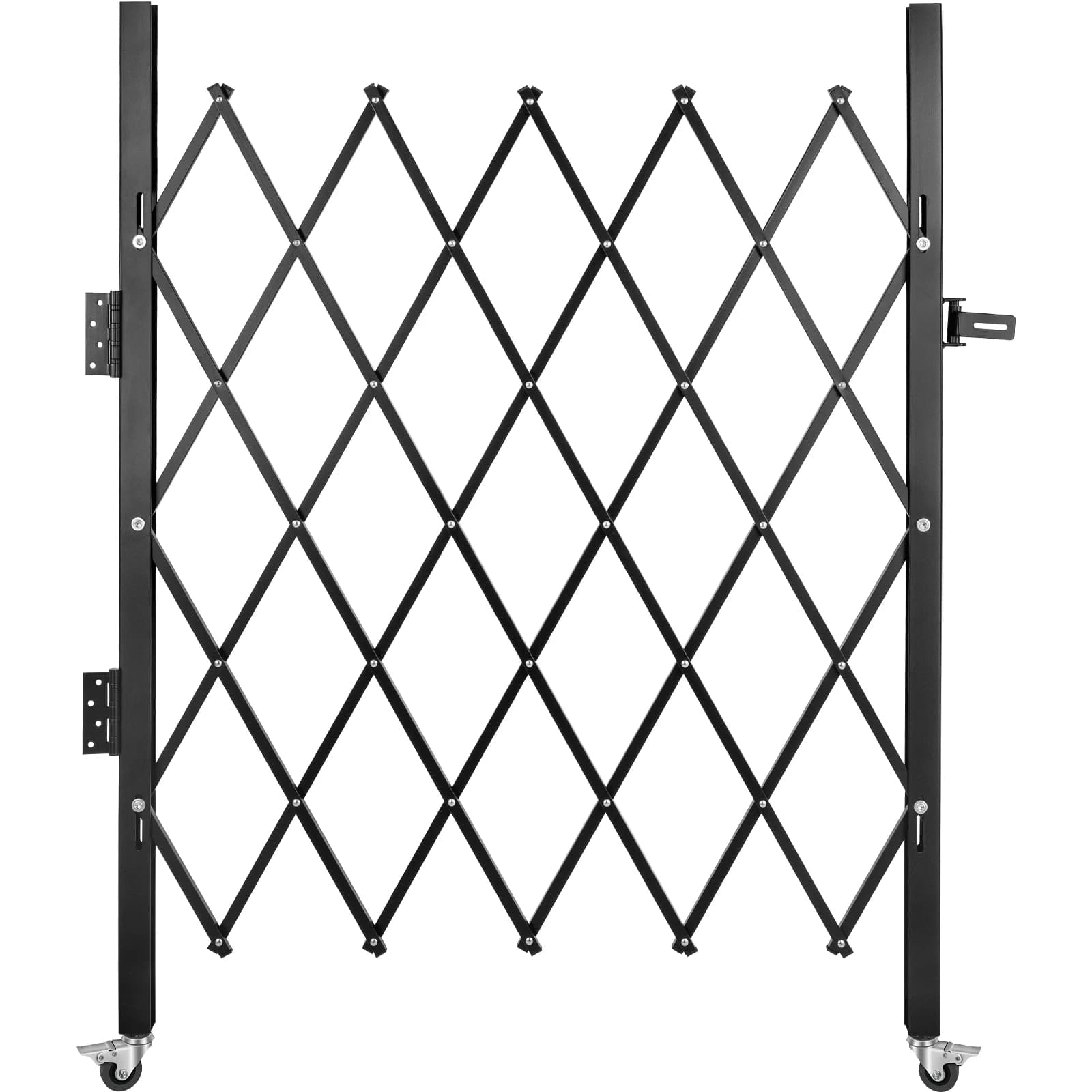 SucceBuy Cancello di sicurezza pieghevole singolo 48" x 37" Cancello di sicurezza per fisarmonica a forbice in acciaio Espandibile flessibile con ruota scorrevole liscia